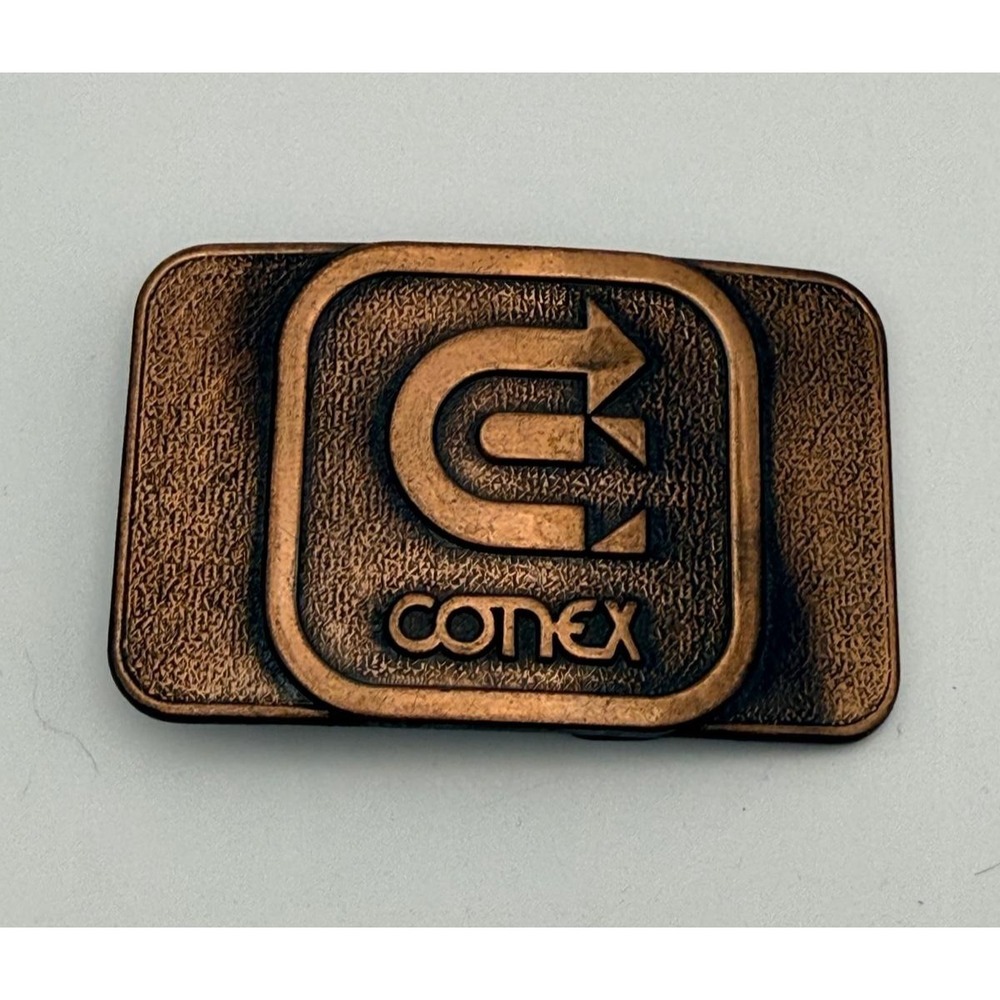 Vintage Comex Belt Buckle Copper Tone Logo Advertising Made In Canada